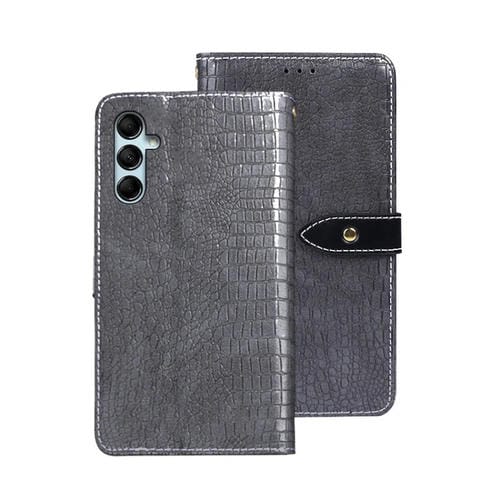 Funda para Teléfono Idewei Samsung Galaxy M34 5G y F34 5G Cuero Textura Cocodrilo (Gris)