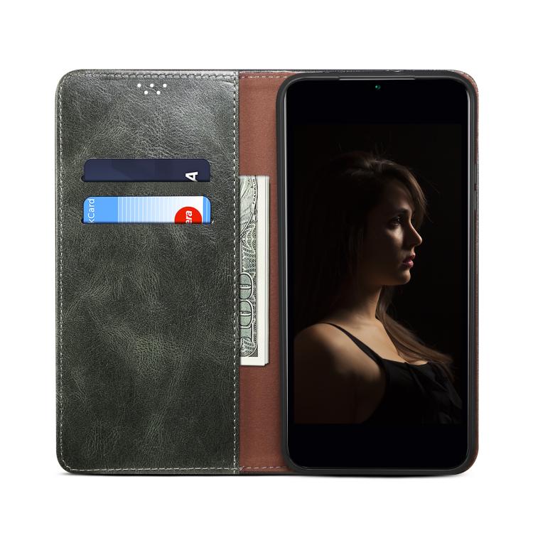 Funda de cuero con textura Crazy Horse para Motorola Moto G86 5G (verde)