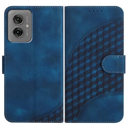 Funda de Cuero con Relieve de Elefante para Motorola Moto G55 Yx0060 con Cordón (Azul Real)