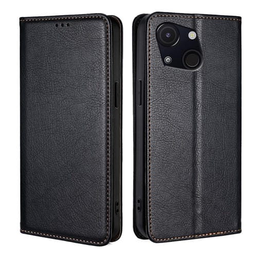 Funda de Cuero Magnética para Teléfono Itel A50C 4G con Acabado Brillante (Negro)
