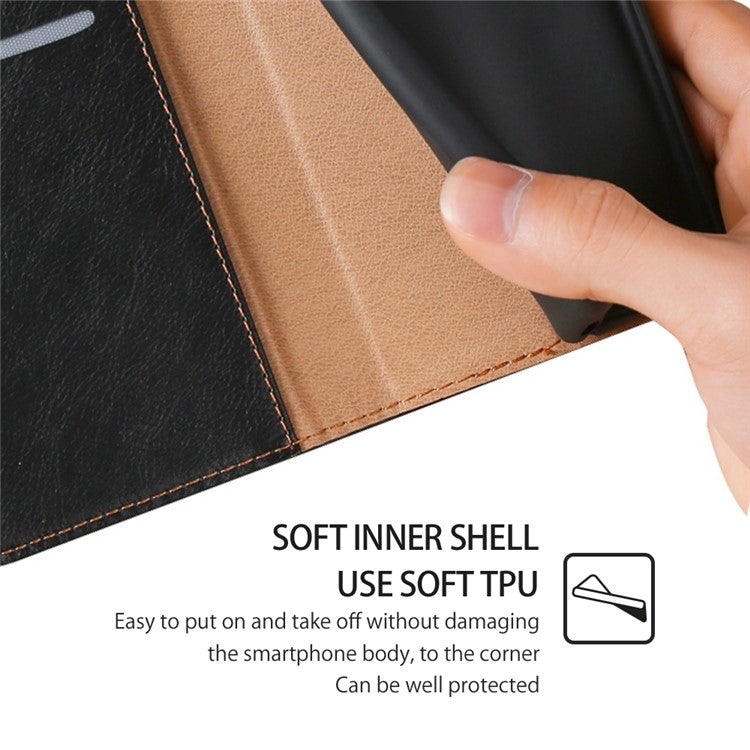 Funda de Cuero Magnética para Teléfono Itel A50C 4G con Acabado Brillante (Negro)