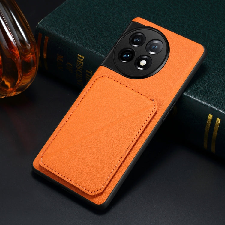 Funda para OnePlus Ace 2 Pro 5G Denior con Parte Trasera de Piel de Becerro de Imitación y Soporte (Naranja)