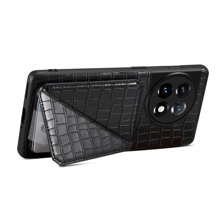 Funda Trasera Denior para Oppo K11 y Oneplus Nord CE3 5G de Piel de Cocodrilo con Soporte (Negro)
