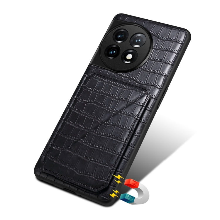 Funda Trasera Denior para Oppo K11 y Oneplus Nord CE3 5G de Piel de Cocodrilo con Soporte (Negro)