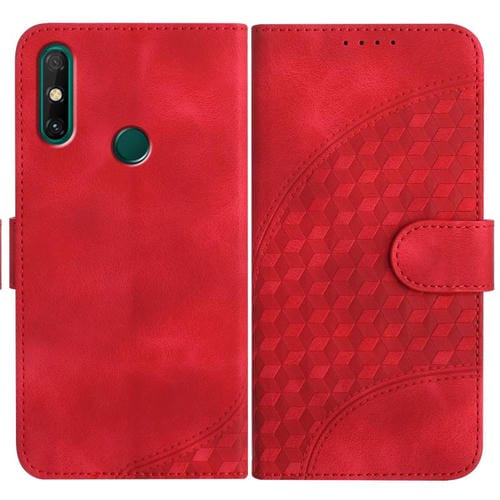 Funda de Cuero Huawei Enjoy 20E con Relieve de Cabeza de Elefante y Cordón (Rojo)