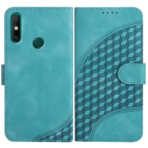 Funda de Cuero con Relieve de Cabeza de Elefante para Huawei Enjoy 20E con Cordón (Azul Claro)
