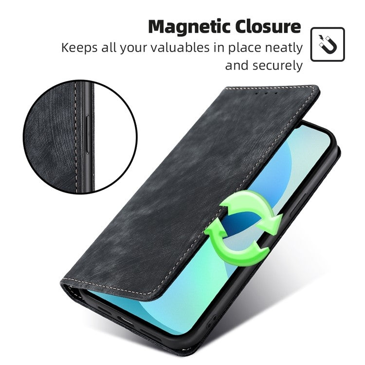 Funda de Cuero Magnética Antirrobo Rfid para TCL 50 Xl (Negra)