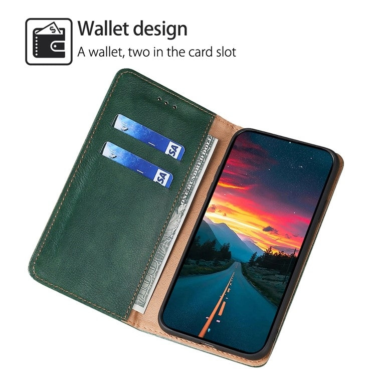 Funda de Cuero Magnética para OnePlus Ace 3 Pro 5G (Verde) con Acabado Brillante
