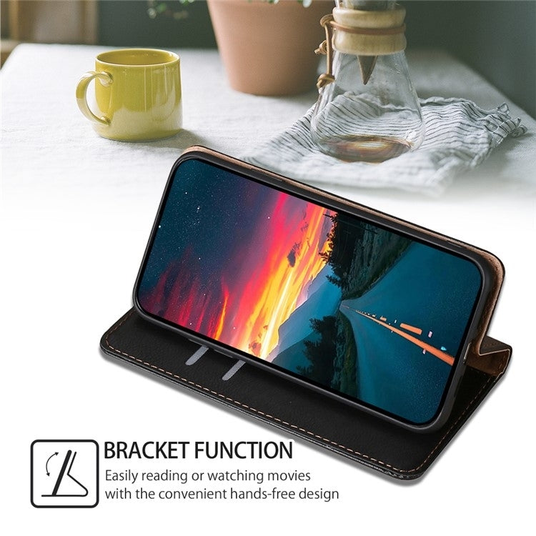 Funda de Cuero Magnética OnePlus Nord Ce 4 Lite 5G con Acabado Brillante (Negro)
