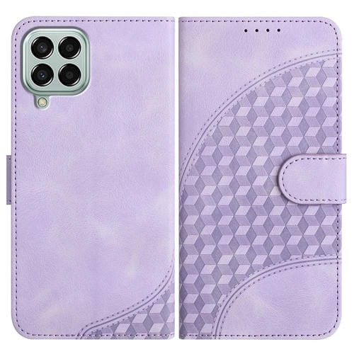 Funda para Teléfono Samsung Galaxy M33 5G Yx0060 Cuero Relieve Cabeza de Elefante con Cordón (Púrpura Claro)
