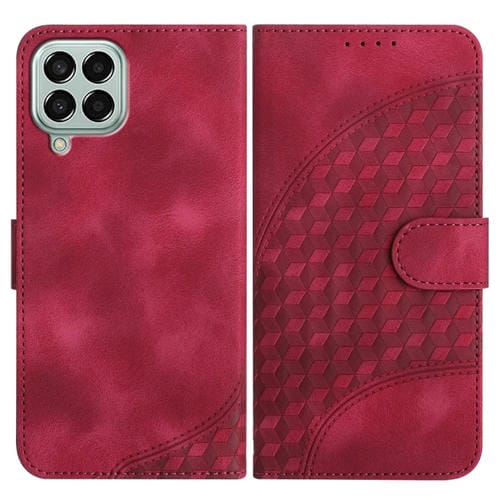 Funda para Samsung Galaxy M33 5G Yx0060 Cuero Relieve Cabeza de Elefante con Cordón (Rojo Rosa)