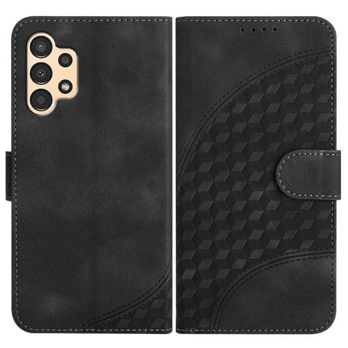 Funda para Samsung Galaxy A13 4G Yx0060 Cuero con Relieve Cabeza de Elefante y Cordón (Negro)