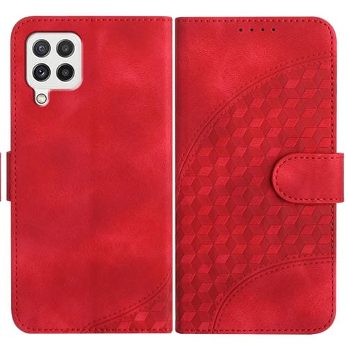 Funda de Cuero Samsung Galaxy A22 4G M32 4G F22 Yx0060 Relieve Cabeza de Elefante con Cordón (Rojo)