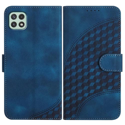 Funda para Samsung Galaxy A22 5G Yx0060 Cuero con Relieve y Cabeza de Elefante con Cordón (Azul Real)