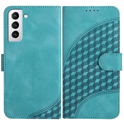 Funda para Samsung Galaxy S21 FE 5G Yx0060 Cuero Relieve Cabeza de Elefante con Cordón (Azul Claro)