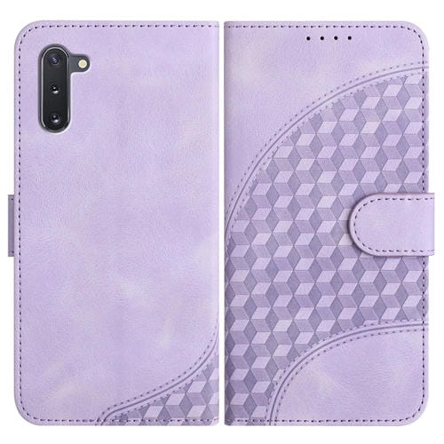 Funda de Cuero Samsung Galaxy Note10 Yx0060 con Relieve Cabeza de Elefante y Cordón (Púrpura Claro)