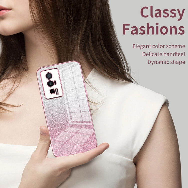Funda para Xiaomi Civi 5 Pro con purpurina en polvo degradado y galvanizada (negra)