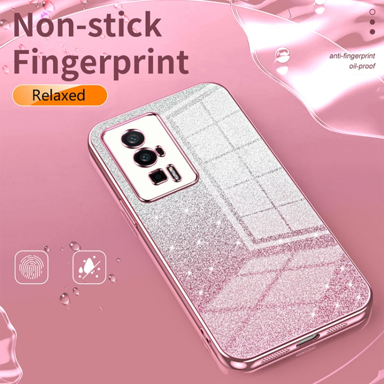 Funda para Xiaomi Civi 5 Pro con purpurina degradada en polvo galvanizado (verde)