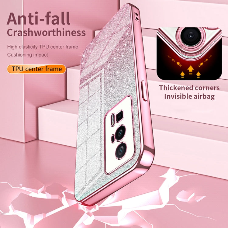Funda para Xiaomi Civi 5 Pro con purpurina en polvo degradado y galvanizada (transparente)