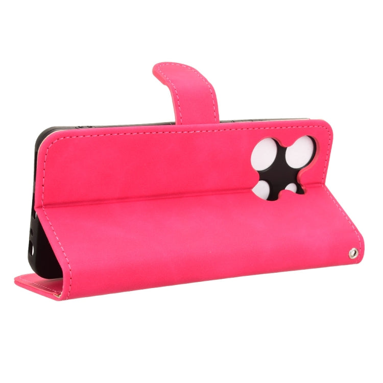 Funda de Cuero con Tapa Magnética para Teléfono TCL 503 Skin Feel (Rosa Rojo)