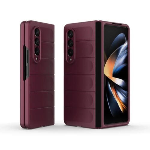 Funda para Samsung Galaxy Z Fold4 5G Magic Shield Fold PC a Prueba de Golpes (Rojo Vino)