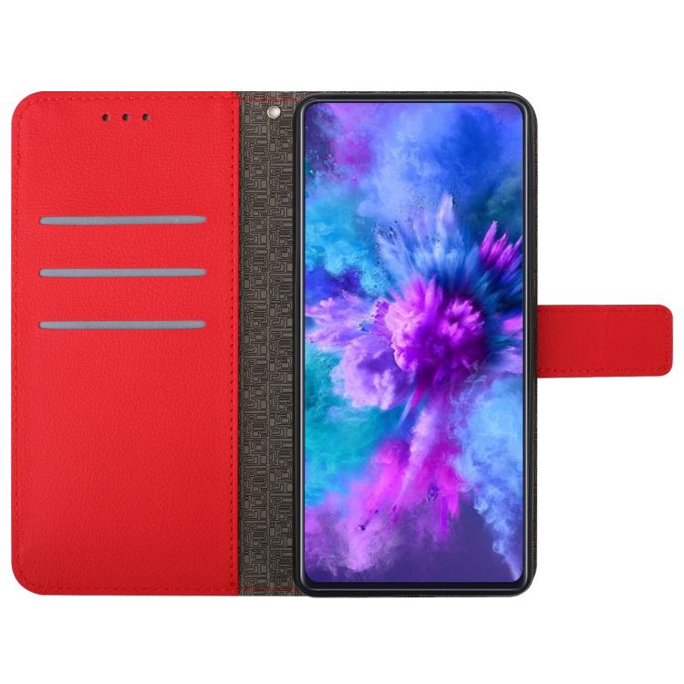 Funda de Cuero con Textura de Cuadrícula Rómbica para OnePlus 13 (Rojo)