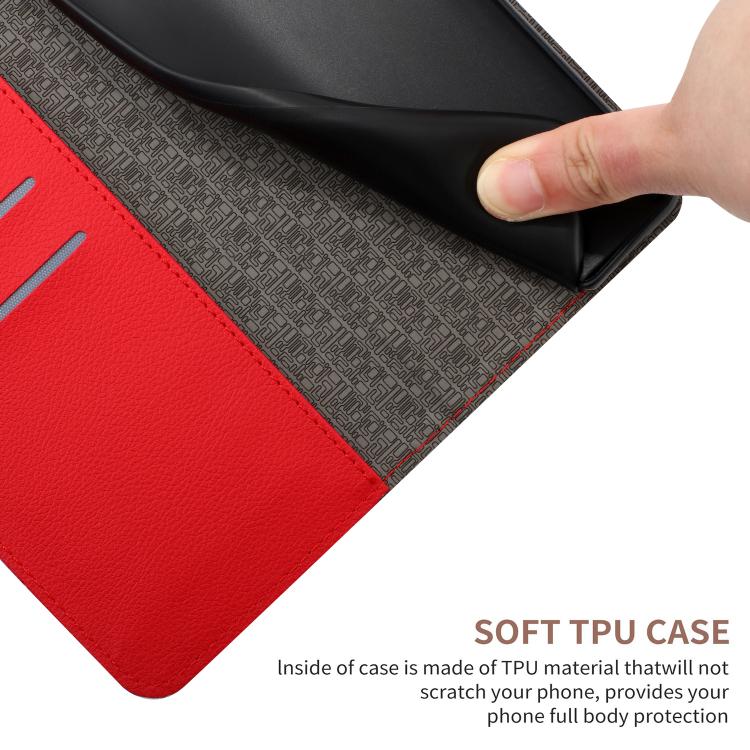 Funda de Cuero con Textura de Cuadrícula Rómbica para OnePlus 13 (Rojo)