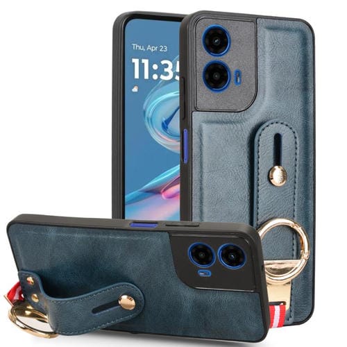 Funda de Cuero con Correa para El Cuello Motorola Moto G45 5G (Azul)