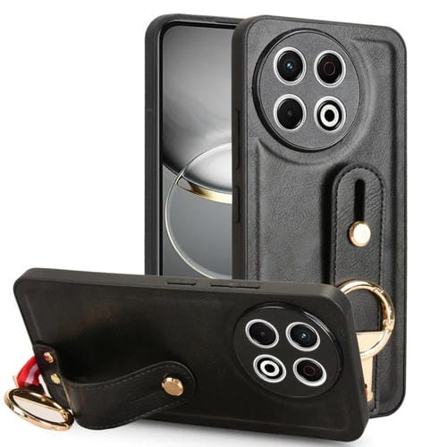 Funda de Cuero con Correa para el Cuello para Tecno Spark 30 Pro 4G (Negra)