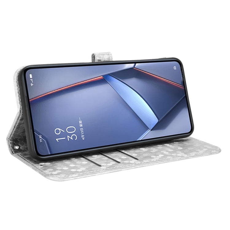 Funda de Cuero con Textura de Puntos Panal para OnePlus 13 5G (Plateada)