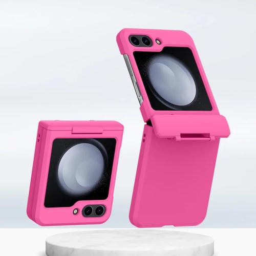 Estuche para teléfono Samsung Galaxy Z Flip5 5G PC Skin Feel con eje medio plegable integrado (Rojo Rosa)