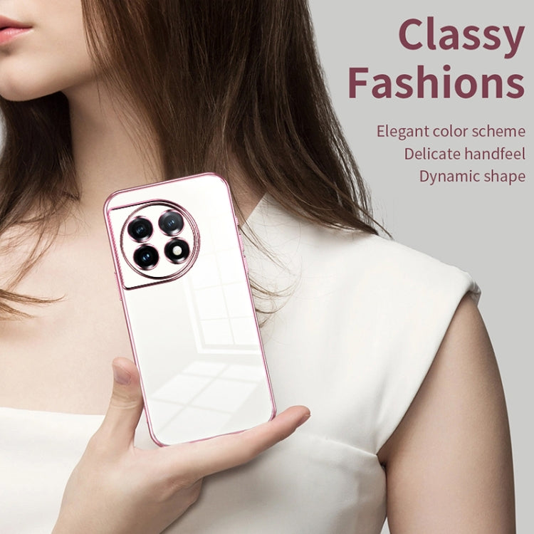 Estuche para OnePlus 11 con Orificio Fino y Revestimiento Transparente (Negro)