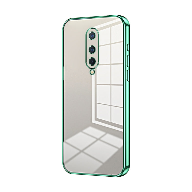 Funda para OnePlus 8 con Orificio Fino y Revestimiento Transparente (Verde)
