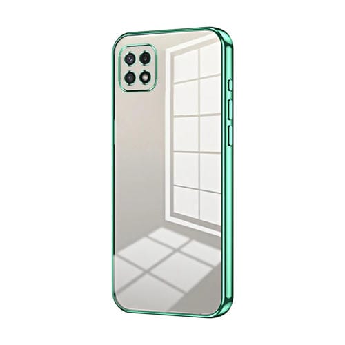 Estuche para Teléfono Samsung Galaxy A22 5G A22S Orificio Fino Revestimiento Transparente (Verde)