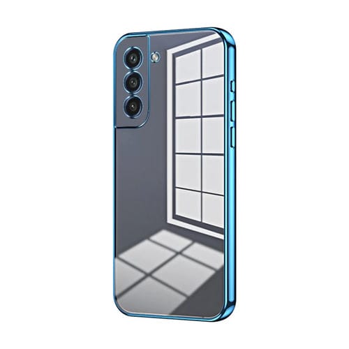 Funda para Teléfono Samsung Galaxy S21 FE 5G Orificio Fino Revestimiento Transparente (Azul)
