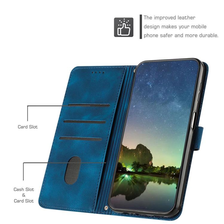 Funda de Cuero Triangular con Cordón Largo para Teléfono Itel S25 Dream (Azul)