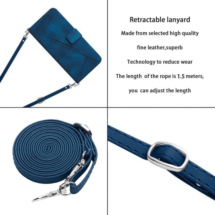 Funda de Cuero Triangular con Cordón Largo para Teléfono Itel S25 Dream (Azul)