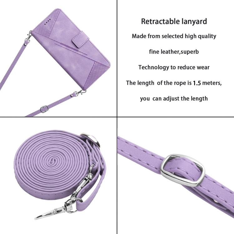 Funda de Cuero Triangular Dream para Itel S25 Ultra con Cordón Largo (Morado)