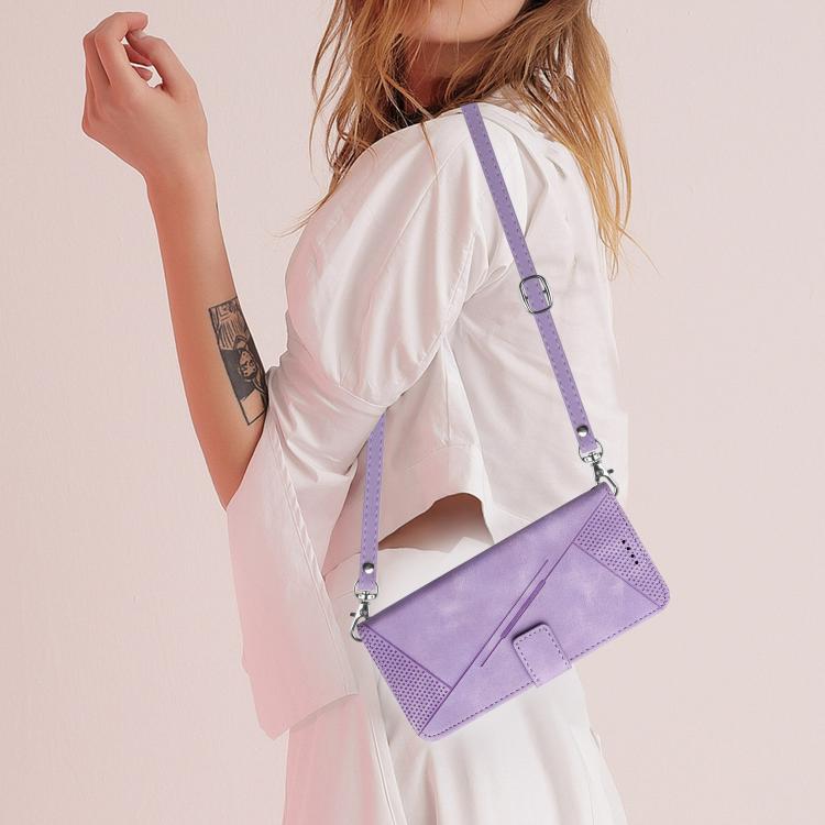 Funda de Cuero Triangular Dream para Itel S25 Ultra con Cordón Largo (Morado)