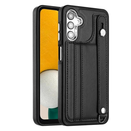 Funda para Samsung Galaxy A24 4G Cuero a Prueba de Golpes con Correa para Muñeca (Negro)