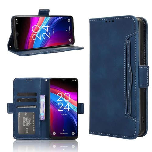 Funda Piel Becerro para TCL 503 con Ranuras para Tarjetas (Azul)