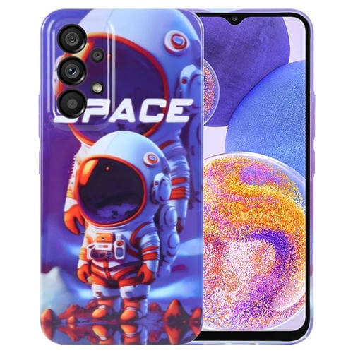 Funda para Teléfono Samsung Galaxy A23 con Orificio Preciso para PC con Patrón Pintado (Astronauta Blanco Naranja)