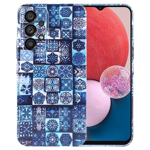 Funda para Teléfono Samsung Galaxy A13 4G PC con Orificio Preciso y Patrón Pintado (Cuadros Verdes)