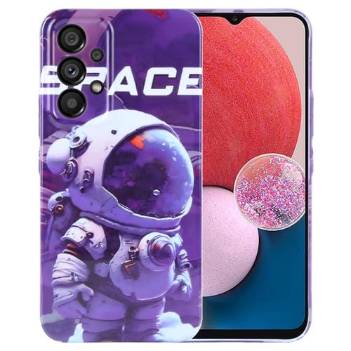 Funda para Teléfono Samsung Galaxy A13 4G con Orificio Preciso PC Patrón Pintado (Astronauta Púrpura)