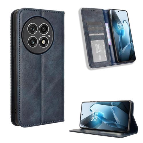 Funda de Cuero con Textura Retro y Hebilla Magnética para OnePlus 13 5G (Azul)