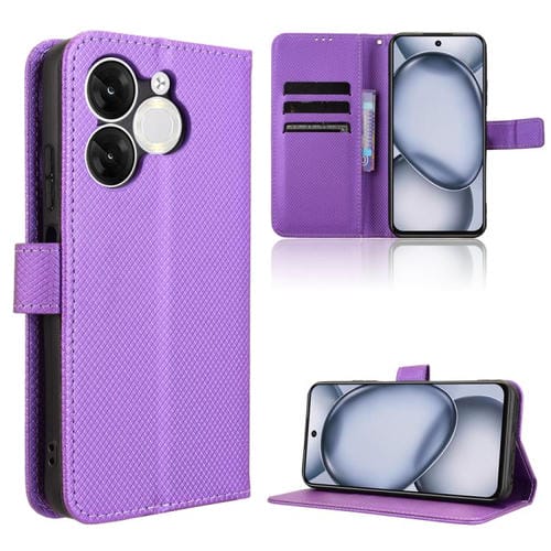 Funda de Cuero con Textura de Diamante para Teléfono Itel A80 4G (Morado)