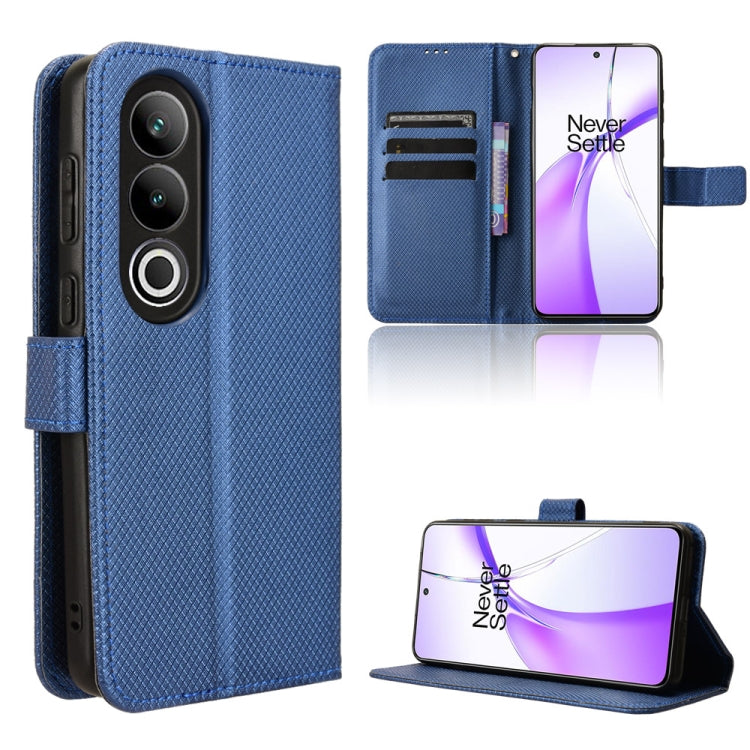 Funda de Cuero para OnePlus Nord Ce4 5G con Textura de Diamante (Azul)