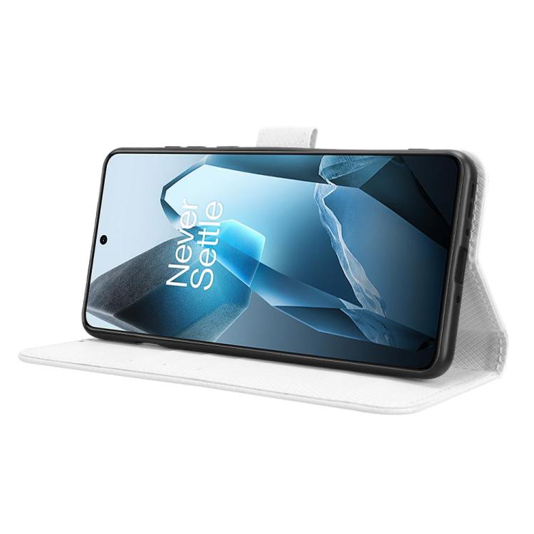 Funda de Cuero con Textura de Diamante para OnePlus 13 5G (Blanca)