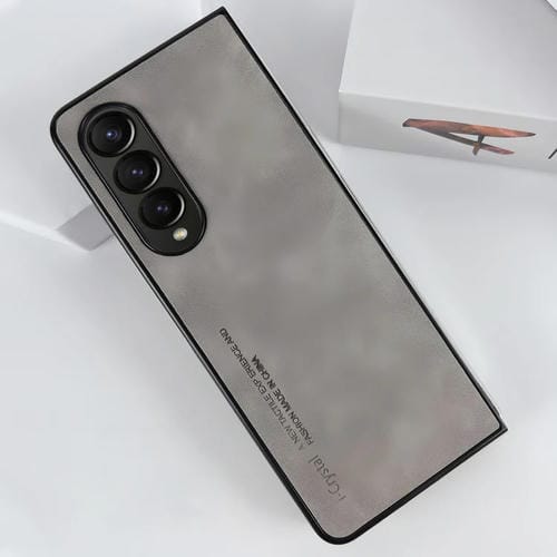 Funda para Teléfono Samsung Galaxy Z Fold3 5G I.Crystal Lambskin Plegable (Gris Claro)