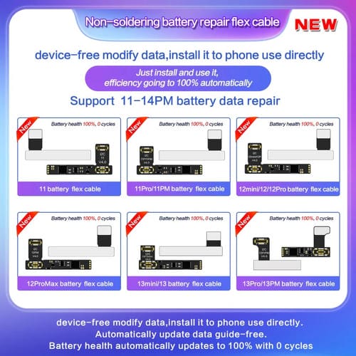 Cable de Reparación de Batería externa I2C para iPhone 15 Pro Max / 15 Pro